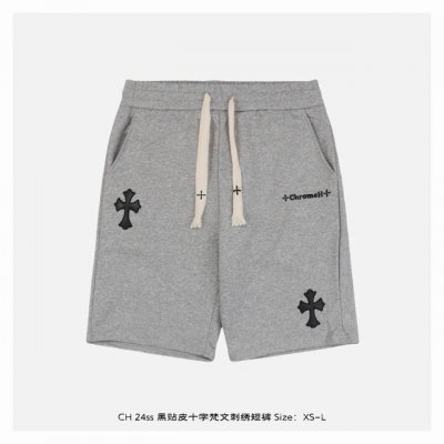 chrome Hearts 克罗心 24Ss 黑贴皮十字梵文刺绣短裤 面料采用 克重精梳棉 定制32支1*1螺纹 成衣两遍水洗处理 面料舒适亲肤无异感 定制定染
