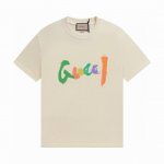 gucci 古驰 彩绘草写短袖T恤 高品质出货 原版面料 官方同款 叠穿打底就很有博主范儿了 低调有品位 原版面料 240G高克重 双纱100%精梳棉 螺纹定织