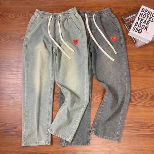 颜色：黄泥色 复古色 尺码：S M L Xl 2Xl 3Xl 复古时尚！减龄帅气！ Comme Des Garcons Cdg 川久保玲春夏新款休闲阔腿牛仔裤！