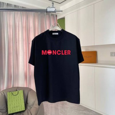 Moncle* 蒙口2025春夏新款 个性Logo印花 定制面料300 短袖T恤 男女同款 尺码：S M L Xl Xxl 五个码 颜色：黑色 白色 天蓝色 粉