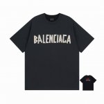 码齐 Balenciaga 巴黎世家2025 Ss 最新前后不同色面料拼接Ab双面印花刺绣双结合短袖T恤 本市场No.1的质量 真正天花板品质 全部原版开发注意