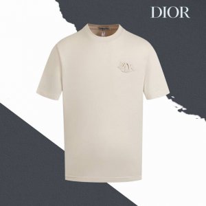 款号Sl90 dior迪奥胸口小标贴刺绣圆领短袖 贴刺绣 情侣同款 全套包装 三标齐全 区别市场通货 随意对比 纯棉280克高克重32支双纱 不起球 不褪色 舒