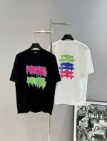 Balenciag*巴黎25S新款T恤.字母印花经典百搭纯棉短袖.男女同款Balenciaga品牌字母色彩搭配烫画设计.搭配烫钻工艺.优选280G光柔棉面料.舒