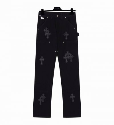 高端品质、款号X010 Chrome Hearts克罗心Matty Boy Sex Records拼皮贴皮工装高街伐木牛仔裤 ！ 这款裤子堪称克罗心系列中的颜值