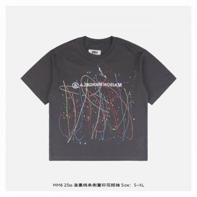 maison Margiela 马吉拉 25Ss 泼墨线条倒置印花短袖 面料采用230克重精梳棉，定制32支1*1螺纹，成衣两遍水洗处理，面料舒适亲肤无异感，定