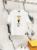 隔天到 Fendi 芬迪 260克圆领短袖T恤 创意薯条刺绣印花字母标识 官方同步 高版本 高品质 时尚个性 百搭潮流 纯原品质 原版面料 吊牌 领标 水洗麦