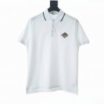 高版本 Burberry巴宝莉BBR 23SS魔方刺绣短袖polo衫 面料采用220g专用珠地面料，宝蓝色珠地布为原版定染。前幅魔方绣花图案，进口田岛机万针刺绣