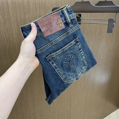 新款 Ch Ss春夏新品超柔和水洗牛仔裤 ，上身爆帅，小直筒设计，修身裁剪，男款顶级休闲棉质！高端弹力四季百搭通勤牛仔男裤！款式极其的百搭，面料弹力，材质也十分