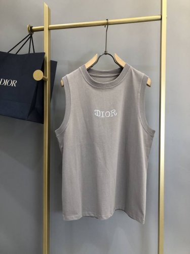 d*Ior Ss 新款撞色胸前字母刺绣Logo背心 背后小蜜蜂Logo印花 男女同款 Dio 大版型刺绣背心 纯棉制作 街头涂鸦元素刺绣 尺码 M-Xxl