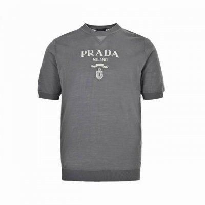 prada 普拉达 25Ss 经典徽标Logo提花针织短袖 正品11988购入 60支拉菲尔55%羊毛 采用德国 Stoll 16针进口织机 毛料提花 毛料酵洗