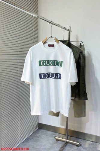l818 Gu古驰 2025Fw春夏新品圆领打底外穿T恤，立体感Logo微廓形半袖，活性纯棉打底T恤，棉，手感面糯有骨感，柔而有韧性。工艺处理，韧性和抗皱性能得
