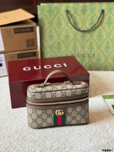 牛皮版本 Gucci 小化妆包新款Lp同款便当包18Cm 配盒子