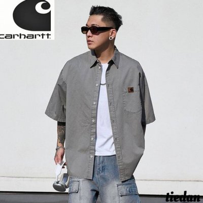 夏季新款Carhartt Wip卡哈特Vintage美式复古阔版宽松工装口袋短袖衬衫，日系百搭衬衣T恤 简单易搭，棉涤混纺短袖衬衫，灵感来自20世纪60年代的美