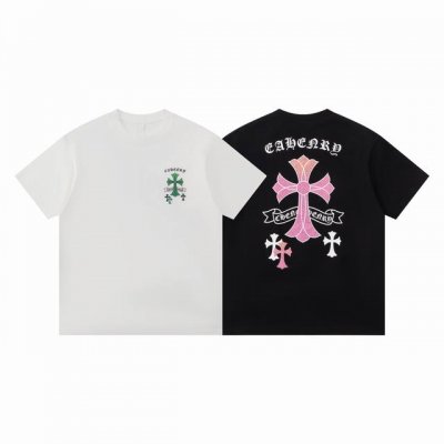 款D04 克罗心130 高品质 Chrome Hearts 克罗心 2025春夏最新基础短袖T恤，彩色十字架印花潮流感十足定染纯棉面料320克，Os版型 颜色: