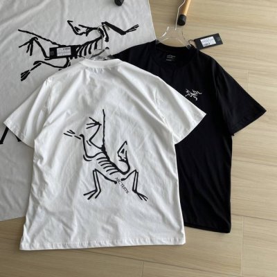 主图 高品质Arc'teryx 始祖鸟经典大鸟印花黑白男女同款短袖T恤 原版定制辅料 吊牌 包装袋 贴纸 洗水唛 280克 双纱面料 定织定染螺纹 颜色 :白色