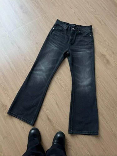 款号Fz901 Cleanfit自主Vintage风格牛仔裤水洗微喇修身直筒水洗牛仔长裤 高克重水洗做旧 尺码：S-Xl 颜色：黑色