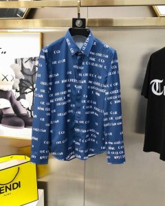 D*Or 迪奥新款男士原单休闲长袖衬衫 官网同步售卖 时尚潮款 修身版型 高版本 爆款 高清数码直喷印花字母Logo设计 原版纽扣 定制双股120支府绸棉面料