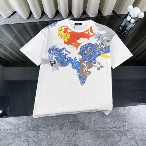 louis Vuitton 路易威登Lv 2025新款水墨彩渲染印花短袖圆领T恤 面料采用320G %纯棉双纱面料 同缸定染特种加粗32支双股1X1螺纹克纯棉面