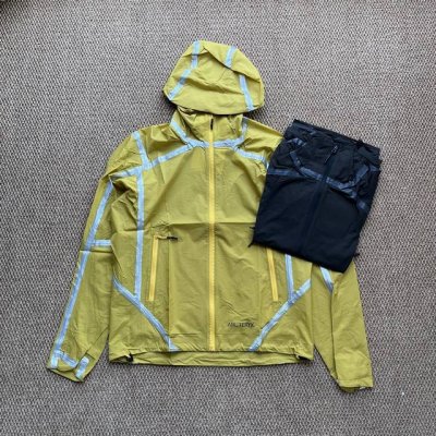 Arcteryx始祖鸟 System A系列 Dro p10 Moroz Shell Jacket Logo风壳印花连帽全压胶夹克防晒服外套 高质量全压胶明胶皮