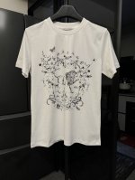 p120【高端复刻】 dior/迪家 早春新款 印花狮子素描烫钻短袖（白-女款） 一如既往的亚麻+棉平纹针织材质，松弛又非常亲肤柔软，定位素描线条狮子印花，烫钻