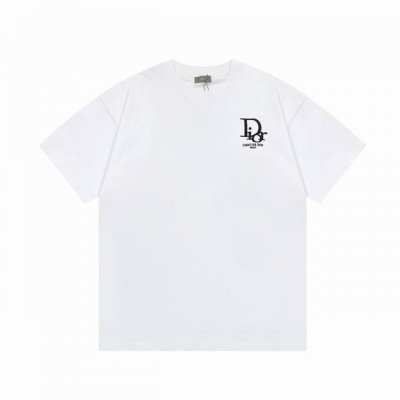 隔天到 Dior迪奥 Cd字母刺绣 提花 Logo标识精致升级 原版面料 官方同款 短袖T恤 定制 同缸染面料 手感非常舒服 春夏最新版本 颜色: 白色 尺码：