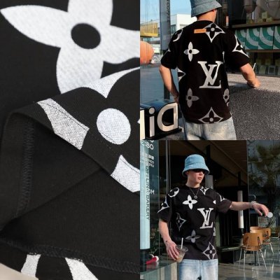 上身&细节# Louis Vuitton 路易威登Lv 25Ss新款经典老花字母渐变Logo满印短袖圆领T恤 Louis Vuitton 法国路威酩轩集团-Lv