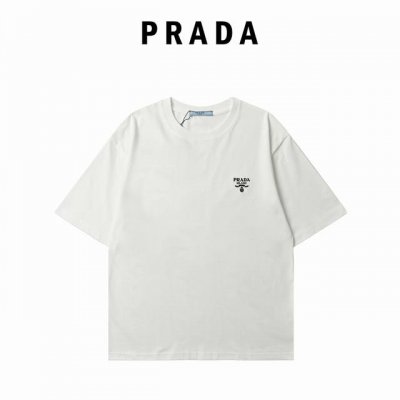 prada 普拉达 胸前绣花Logo短袖T恤 面料纯棉26支双纱 绣花工艺 男女同款 003 尺码 S-2Xl