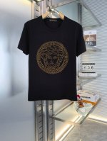 范家 2025春夏新款首发短袖圆领T恤高端订制 设计前卫时尚 重工艺烫钻设计 高端定制精纺丝光棉面料 手感柔软 穿着舒适 上身超赞 修身版型！ 颜色：黑色 白色