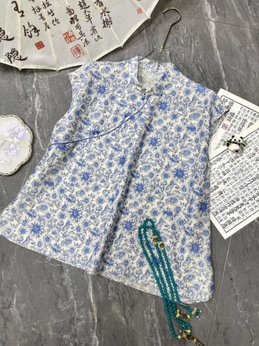 春夏新款 真丝脏染国风上衣 尺码：S- Xl 颜色：黄色 紫色