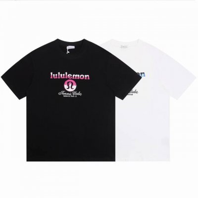 lululemon露露2025Ss毛绒拼接硅胶字母情侣休闲短袖T恤 最高版本！定制面料290克 %双纱棉！Lulu夏季流行字母毛绒拼接硅胶工艺印花！ 辅料：开模