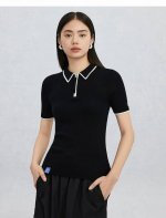 Er 翻领半开拉链短袖 模特图