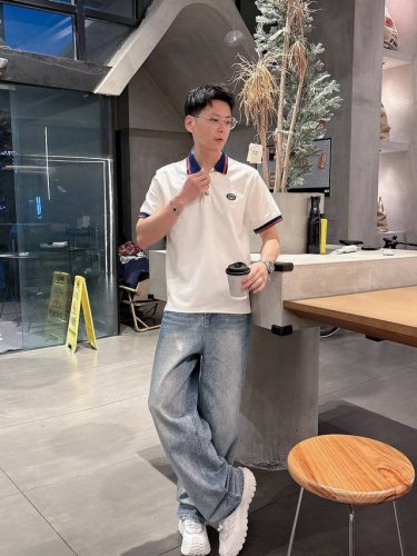 gucc*合身版型M-Xxxl 25春夏最新最顶级版本设计金属五金装饰纯色百搭翻领Ploo衫，夏季经典系列品质专柜原单短袖，顶级制作工艺进口面料，专柜品质设计，