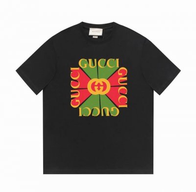 gucci古驰24Ss夏季系列 G家经典系列几何品牌Logo -采用双纱纯棉250G 面料颜色定制定染 不缩水不退色 手感舒服 质感超强全套辅料.潮男潮女必备经