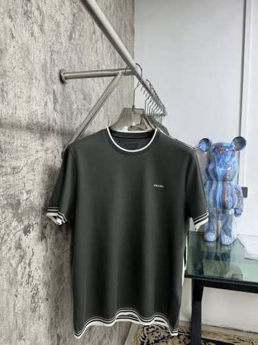 上新 25Ss P家早春新款起脚色织短袖 原版定制 进口纱线色染 经典百搭 码数48-56Jb16