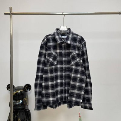特价 剩S Off White C O Virgil Abloh 20Ss Ow 新款秋冬季雪花喷墨涂鸦箭头格子衬衫 灰色格子，随性灵动洒脱不羁，随便走走停停就