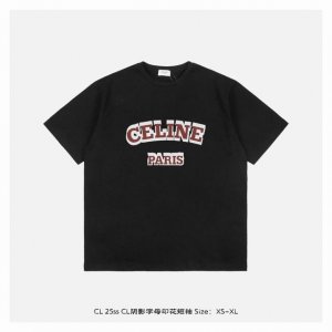 c Line 赛琳 25Ss Cl阴影字母印花短袖 面料采用230克重精梳棉 定制32支1*1螺纹 成衣两遍水洗处理 面料舒适亲肤无异感 定制定染面料 纺织密度