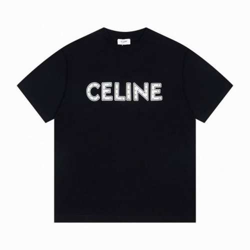 Celine 赛琳24Ss 贴布铆钉短袖T恤 纯棉双纱汗布面料同缸定染特种加粗32支双股1×1罗纹 激光镂刻品牌字母标识贴布 纯手工敲定铆钉 进口田岛绣花机重工