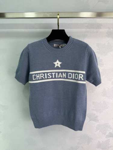 Dio*五角星短袖针织上衣 经典Logo设计 时尚百搭 蓝色款 套头设计 舒适柔软 经典百搭 1色3码Sml T226B