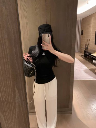Chane*小香刺绣超显瘦短袖T～高级满满Sml