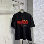 芬*迪新款植绒短袖T恤 颜色:黑，白 码数:M~3Xl