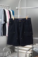 高品质 Lv 路易威登 25Ss春夏新款重工牛仔工装短裤，定位裁剪拼接设计，轻微做旧浅蓝色洗水，经典Monogram元素电缀，锤子固定环呈现L和V字形状，搭配L