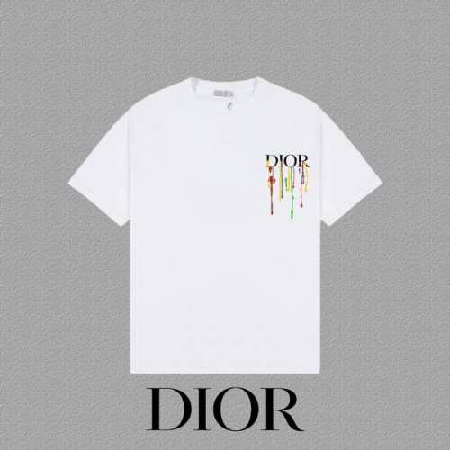 DIOR 迪奥] 2025FW短袖T恤 LOGO印花 高端26s双纱300克面料 重磅面料 定制拉架罗纹同缸同染 三标齐全 男女同款 颜色：黑色 白色 尺码：S