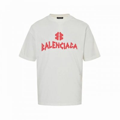 balenciaga 巴黎世家 25Ss 胶带字母发泡印花短袖 采用双纱平纹， %棉，32支双纱棉270G高密布，设计干净简洁，无拘束的穿搭，胸前饰以立体发泡招