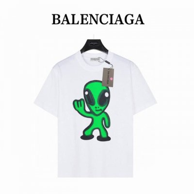 balenciaga 巴黎世家外星人 短袖T恤 款号:Blsj03 白色 240克重磅小落肩100%棉T恤 Os版型 宽松有型好搭配 采用精梳紧密赛络工艺 面料
