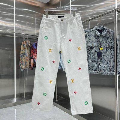Lv 路易 25新品 彩色字母Logo压硅胶牛仔裤！特定最新品牌皮标 重磅单品~私渠稀有臻品 客供五金辅料 进口客供定织牛仔棉布面料,时尚又个性 超级百搭好看的
