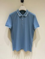 新品 pra25Ss春夏新款网眼珠地棉布翻领短Tee，男士领口提花标识商务休闲百搭短袖polo衫！贸易公司渠道稀出，领先官网发售！p家提花翻领polo衫，作为都