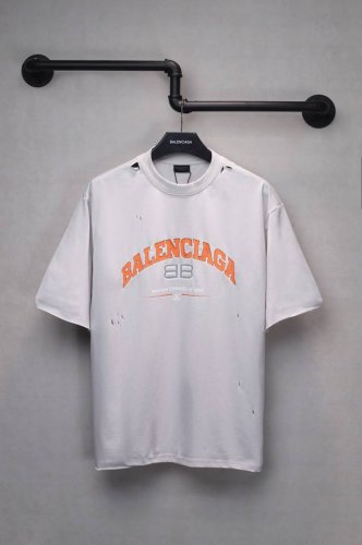 Aeniaa 双B剪刀裂纹短袖T恤 克重240 工艺 炒色 磨破 做旧 洗水处理 椭圆裂纹机印花 数码直喷网点工艺 对位整齐 无毛边 进口环保浆料刮浆 效果立体