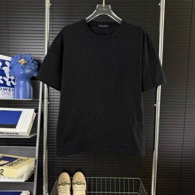 168 当天到货 现货现配 Louis Vuitton 路易威登25Ss 重工满印Log刺绣短袖T恤 独家首发高定 面料采用320克重双纱精梳棉，定制32支双股