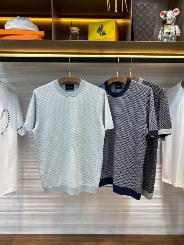 66013 A+131p-Kiton25Ss早春新款科技纤维混纺针织圆领短Tee，男士提花图案装饰时尚百搭短袖T恤针织衫！贸易公司渠道稀出，领先官网发售！一款专