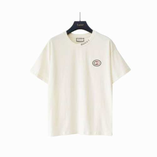 实拍细节图+细节图 Gucci 古驰 双Glogo刺绣小标短袖 官网同步，专柜纯棉面料！贴肤舒适，耐看又好穿，经典简约Logo设计，原厂工艺一丝不苟，定制 同缸